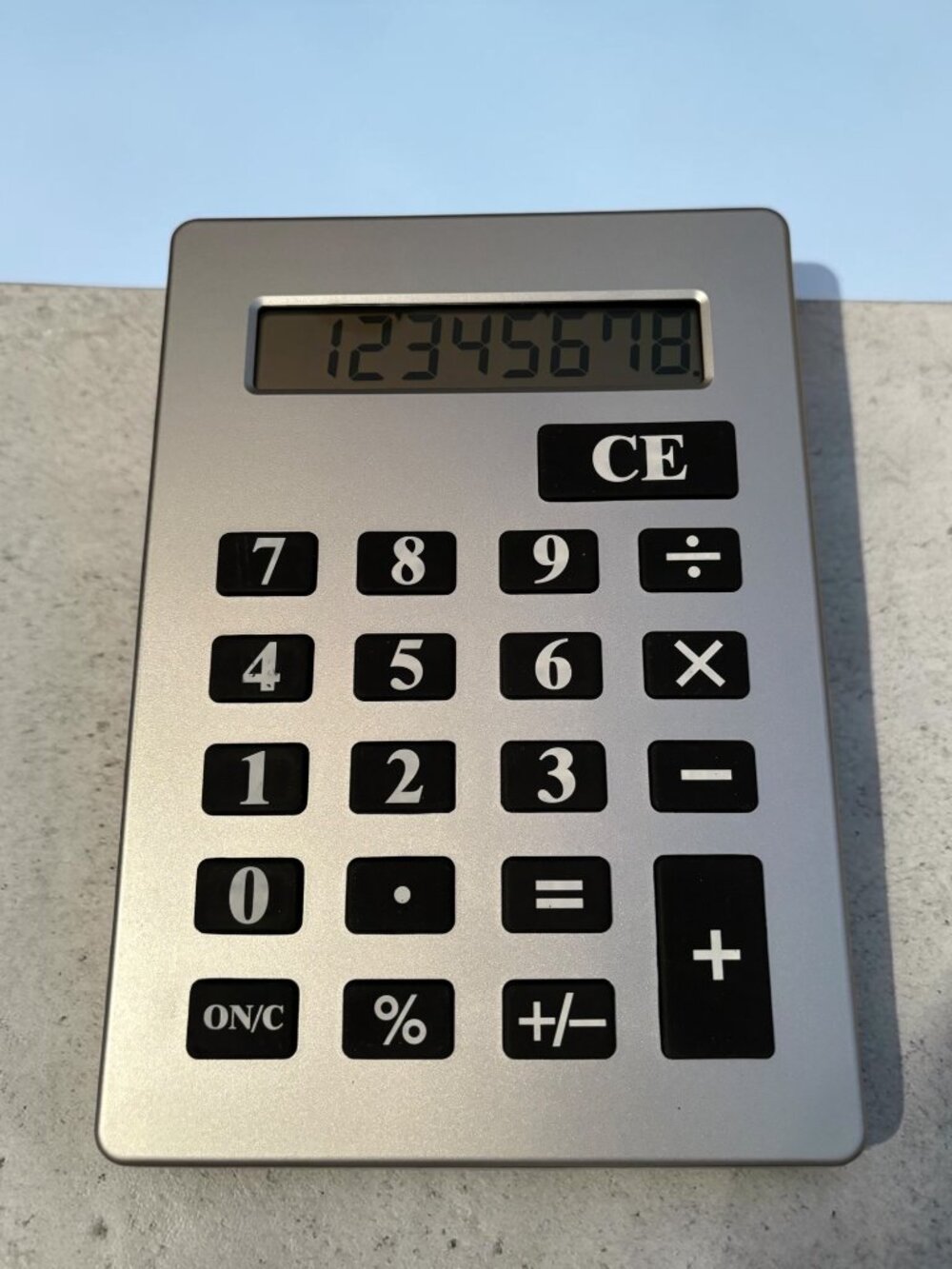 Jumbo Large Silver Solar Desktop Calculator With 12-Digit Display & Foldable Sta